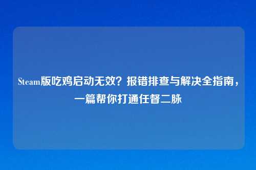 Steam版吃鸡启动无效？报错排查与解决全指南，一篇帮你打通任督二脉