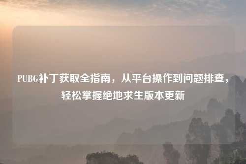 PUBG补丁获取全指南，从平台操作到问题排查，轻松掌握绝地求生版本更新