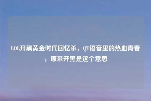 LOL开黑黄金时代回忆杀，QT语音里的热血青春，原来开黑是这个意思