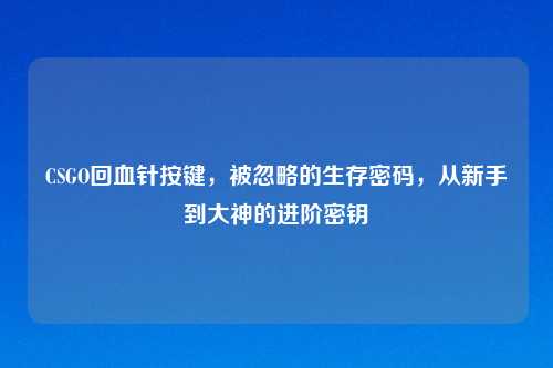 CSGO回血针按键，被忽略的生存密码，从新手到大神的进阶密钥
