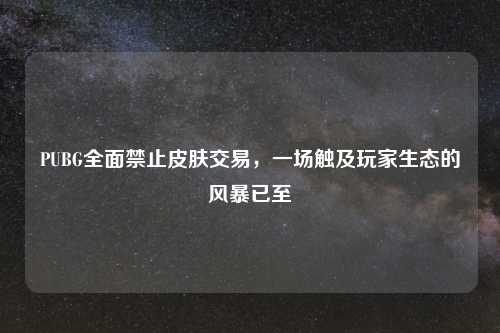 PUBG全面禁止皮肤交易，一场触及玩家生态的风暴已至