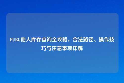 PUBG他人库存查询全攻略，合法路径、操作技巧与注意事项详解