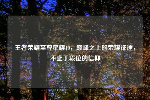 王者荣耀至尊星耀10，巅峰之上的荣耀征途，不止于段位的信仰
