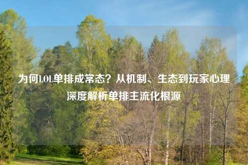 为何LOL单排成常态？从机制、生态到玩家心理深度解析单排主流化根源