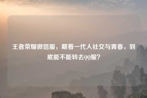 王者荣耀微信服，藏着一代人社交与青春，到底能不能转去     服？