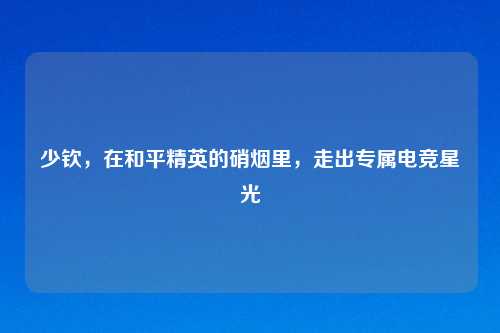 少钦，在和平精英的硝烟里，走出专属电竞星光