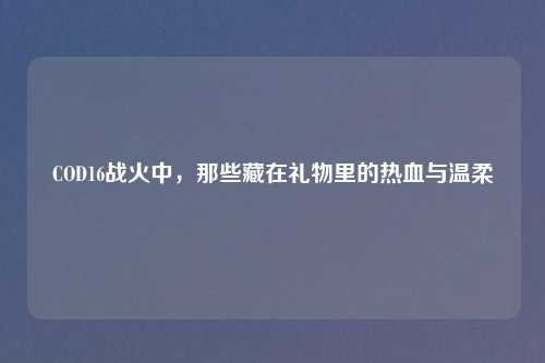 COD16战火中，那些藏在礼物里的热血与温柔