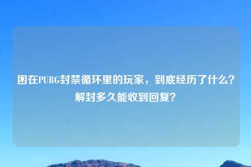 困在PUBG封禁循环里的玩家，到底经历了什么？解封多久能收到回复？