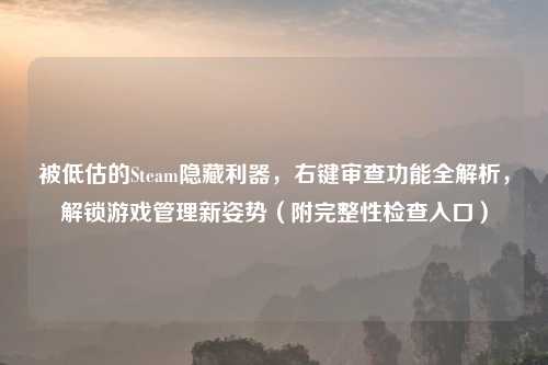 被低估的Steam隐藏利器，右键审查功能全解析，解锁游戏管理新姿势（附完整性检查入口）