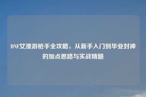 DNF女漫游     全攻略，从新手入门到毕业封神的加点思路与实战精髓