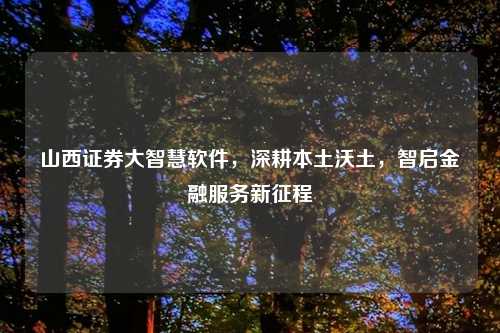 山西证券大智慧软件，深耕本土沃土，智启金融服务新征程