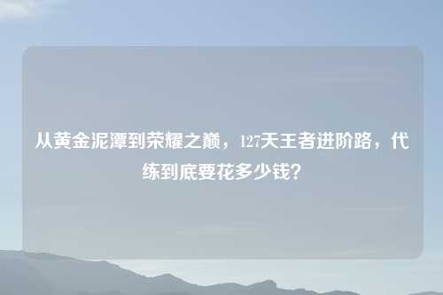 从黄金泥潭到荣耀之巅，127天王者进阶路，代练到底要花多少钱？