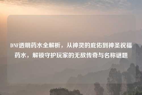 DNF透明药水全解析，从神灵的庇佑到神圣祝福药水，解锁守护玩家的无敌传奇与名称谜题