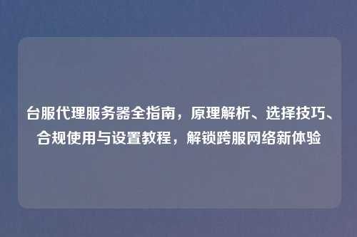 台服     服务器全指南，原理解析、选择技巧、合规使用与设置教程，解锁跨服     新体验