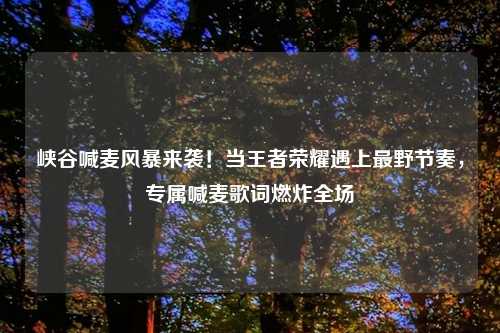 峡谷喊麦风暴来袭！当王者荣耀遇上最野节奏，专属喊麦歌词燃炸全场