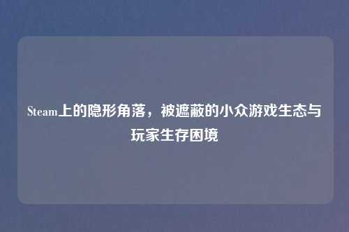 Steam上的隐形角落，被遮蔽的小众游戏生态与玩家生存困境