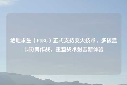 绝地求生（PUBG）正式支持交火技术，多核显卡协同作战，重塑战术射击新体验