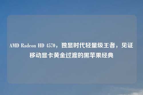 AMD Radeon HD 4570，独显时代轻量级王者，见证移动显卡黄金过渡的黑苹果经典