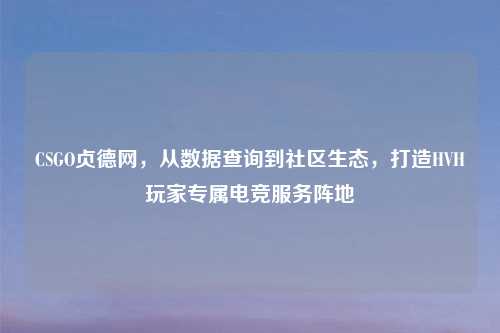 CSGO贞德网，从数据查询到社区生态，打造HVH玩家专属电竞服务阵地