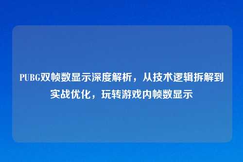 PUBG双帧数显示深度解析，从技术逻辑拆解到实战优化，玩转游戏内帧数显示
