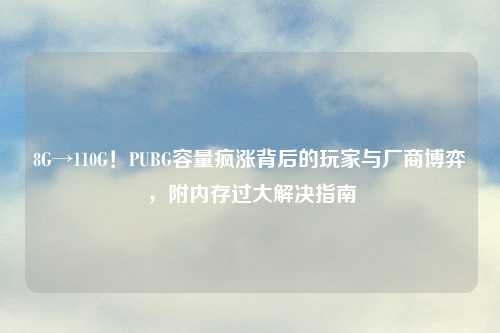 8G→110G！PUBG容量疯涨背后的玩家与厂商博弈，附内存过大解决指南