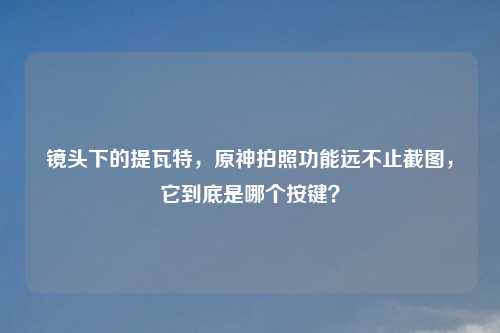 镜头下的提瓦特，原神拍照功能远不止截图，它到底是哪个按键？