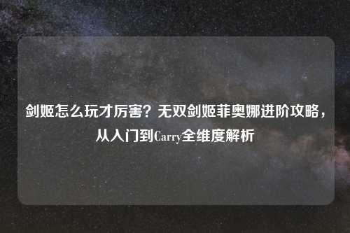 剑姬怎么玩才厉害？无双剑姬菲奥娜进阶攻略，从入门到Carry全维度解析