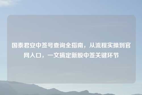 国泰君安中签号查询全指南，从流程实操到官网入口，一文搞定新股中签关键环节