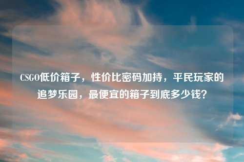 CSGO低价箱子，性价比密码加持，平民玩家的追梦乐园，更便宜的箱子到底多少钱？