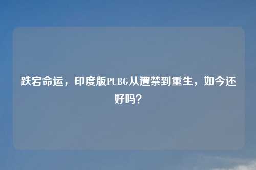 跌宕命运，印度版PUBG从遭禁到重生，如今还好吗？