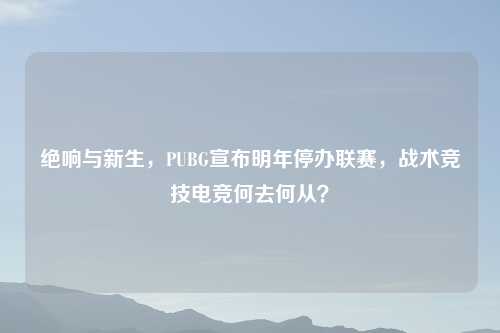 绝响与新生，PUBG宣布明年停办联赛，战术竞技电竞何去何从？