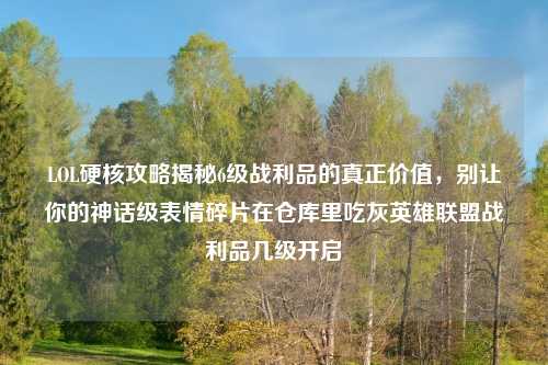 LOL硬核攻略揭秘6级战利品的真正价值，别让你的神话级表情碎片在仓库里吃灰英雄联盟战利品几级开启