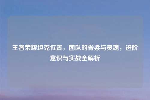 王者荣耀坦克位置，团队的脊梁与灵魂，进阶意识与实战全解析