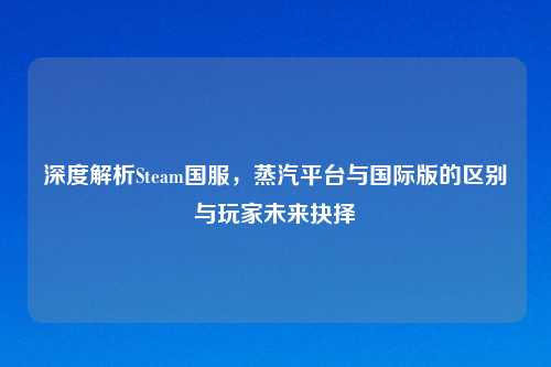 深度解析Steam国服，蒸汽平台与国际版的区别与玩家未来抉择