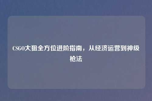 CSGO大狙全方位进阶指南，从经济运营到神级枪法