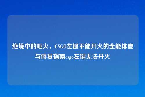 绝境中的哑火，CSGO左键不能开火的全能排查与修复指南csgo左键无法开火