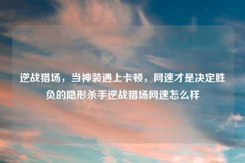 逆战猎场，当神装遇上卡顿，网速才是决定胜负的隐形杀手逆战猎场网速怎么样