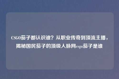 CSGO茄子都认识谁？从职业传奇到顶流主播，揭秘国民茄子的顶级人脉网csgo茄子是谁