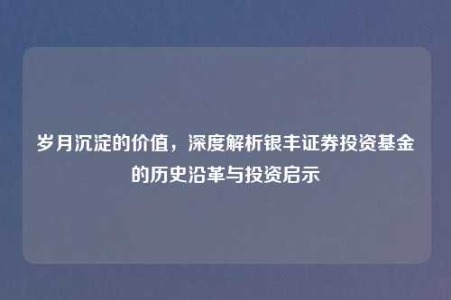 岁月沉淀的价值，深度解析银丰证券投资基金的历史沿革与投资启示