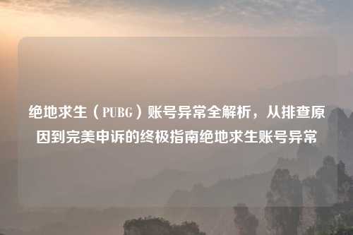 绝地求生（PUBG）账号异常全解析，从排查原因到完美申诉的终极指南绝地求生账号异常