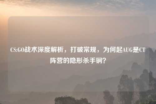CS:GO战术深度解析，打破常规，为何起AUG是CT阵营的隐形杀手锏？