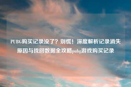 PUBG购买记录没了？别慌！深度解析记录消失原因与找回数据全攻略pubg游戏购买记录