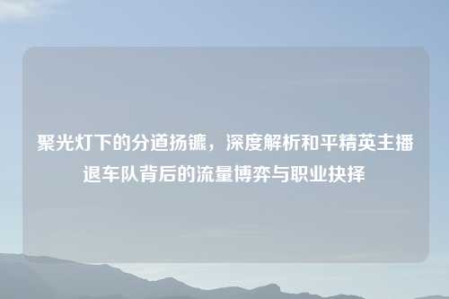 聚光灯下的分道扬镳，深度解析和平精英主播退车队背后的流量博弈与职业抉择