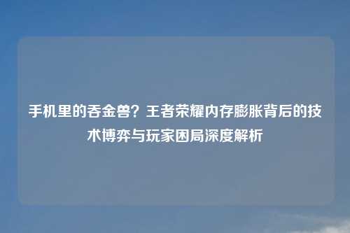 手机里的吞金兽？王者荣耀内存膨胀背后的技术博弈与玩家困局深度解析