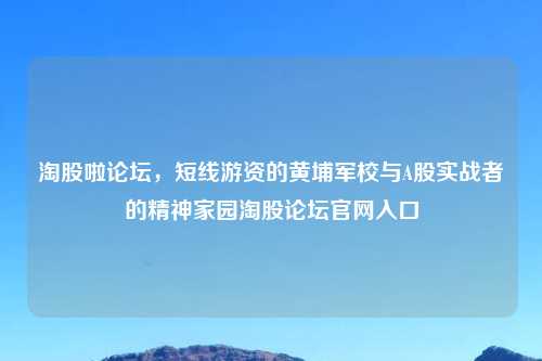淘股啦论坛，短线游资的黄埔军校与A股实战者的精神家园淘股论坛官网入口