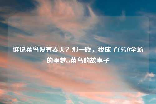 谁说菜鸟没有春天？那一晚，我成了CSGO全场的噩梦cs菜鸟的故事子