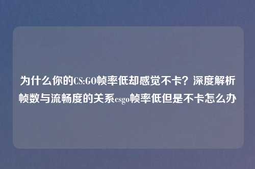 为什么你的CS:GO帧率低却感觉不卡？深度解析帧数与流畅度的关系csgo帧率低但是不卡怎么办