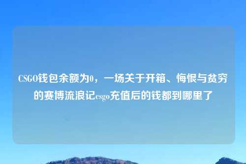 CSGO钱包余额为0，一场关于开箱、悔恨与贫穷的赛博流浪记csgo充值后的钱都到哪里了