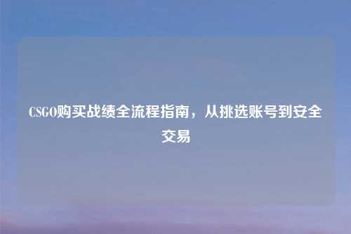 CSGO购买战绩全流程指南，从挑选账号到安全交易