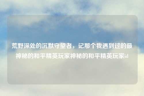 荒野深处的沉默守望者，记那个我遇到过的最神秘的和平精英玩家神秘的和平精英玩家id